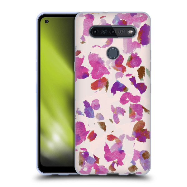 Anis Illustration Mix Pattern Soft Feminine Pink Flowers Soft Gel Case for LG K51S