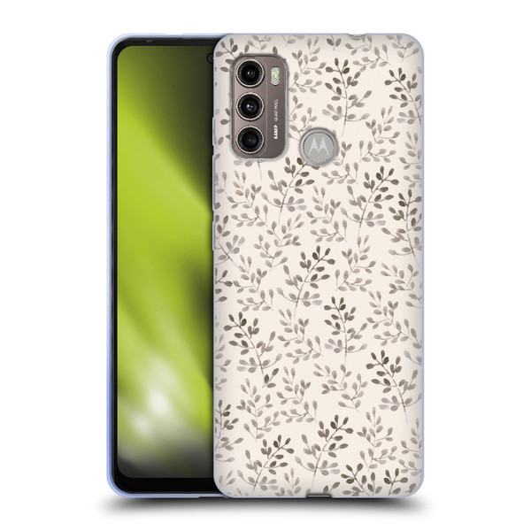 Anis Illustration Mix Pattern Tiny Leaves Beige Soft Gel Case for Motorola Moto G60 / Moto G40 Fusion