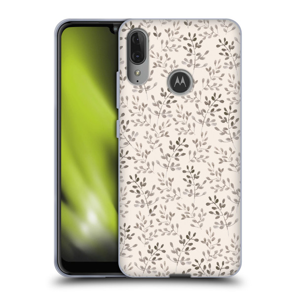 Anis Illustration Mix Pattern Tiny Leaves Beige Soft Gel Case for Motorola Moto E6 Plus