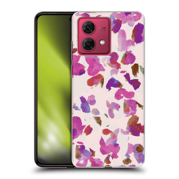 Anis Illustration Mix Pattern Soft Feminine Pink Flowers Soft Gel Case for Motorola Moto G84 5G