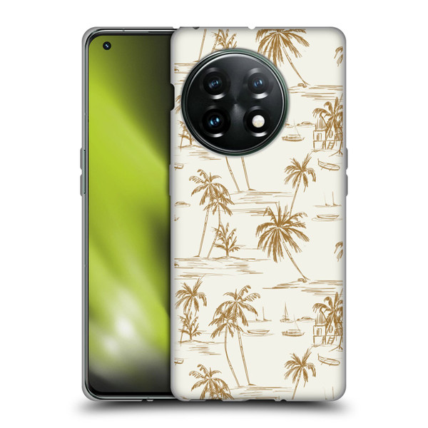 Anis Illustration Mix Pattern Beach Beige Gold Soft Gel Case for OnePlus 11 5G