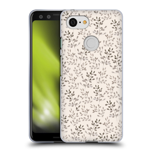 Anis Illustration Mix Pattern Tiny Leaves Beige Soft Gel Case for Google Pixel 3
