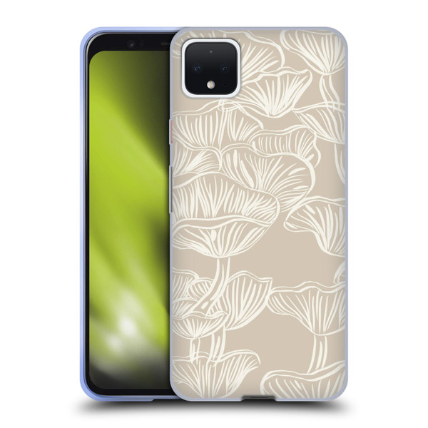 Anis Illustration Mix Pattern Mushrooms Neutrals Soft Gel Case for Google Pixel 4 XL