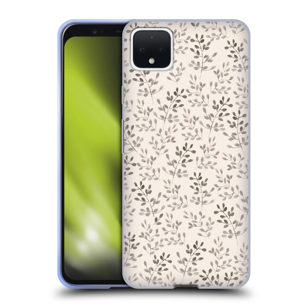 Anis Illustration Mix Pattern Tiny Leaves Beige Soft Gel Case for Google Pixel 4 XL