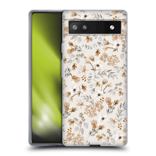 Anis Illustration Mix Pattern Romantic Neutrals Soft Gel Case for Google Pixel 6a