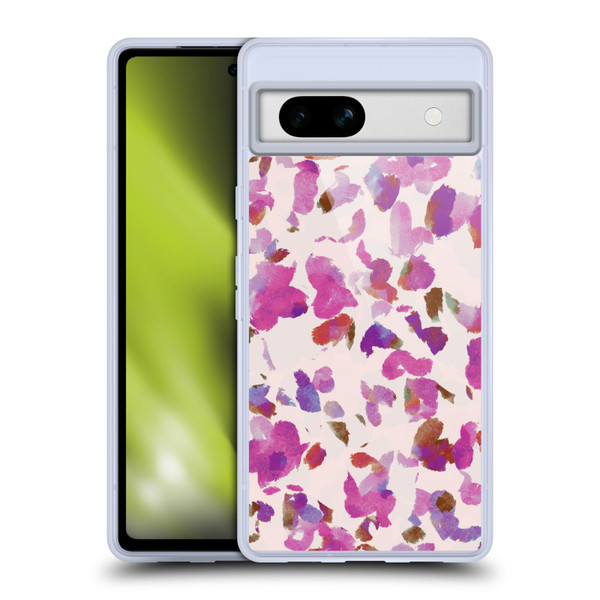 Anis Illustration Mix Pattern Soft Feminine Pink Flowers Soft Gel Case for Google Pixel 7a