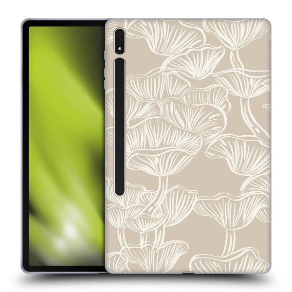 Anis Illustration Mix Pattern Mushrooms Neutrals Soft Gel Case for Samsung Galaxy Tab S8 Plus
