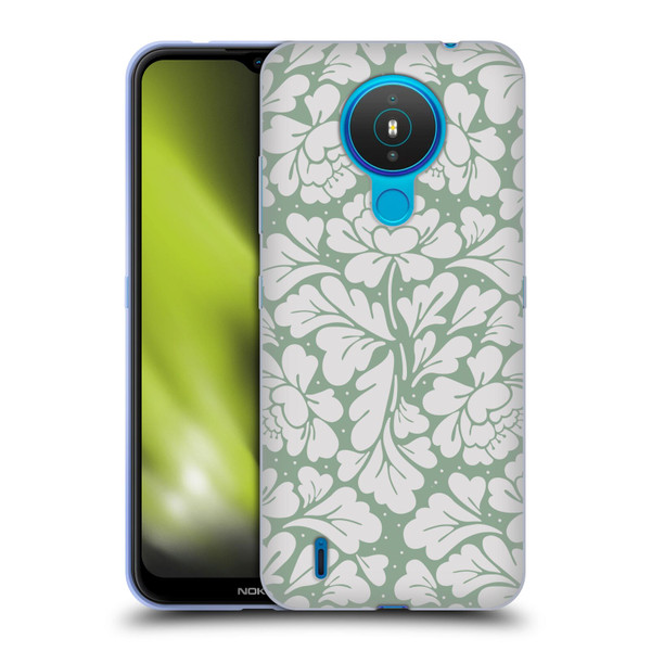 Anis Illustration Mix Pattern Baroque Pastel Green Soft Gel Case for Nokia 1.4