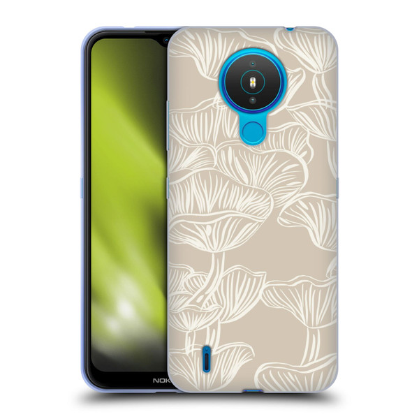 Anis Illustration Mix Pattern Mushrooms Neutrals Soft Gel Case for Nokia 1.4