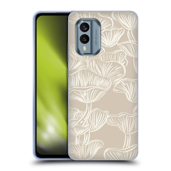 Anis Illustration Mix Pattern Mushrooms Neutrals Soft Gel Case for Nokia X30