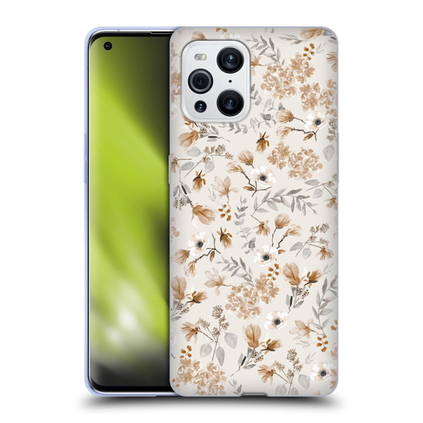 Anis Illustration Mix Pattern Romantic Neutrals Soft Gel Case for OPPO Find X3 / Pro