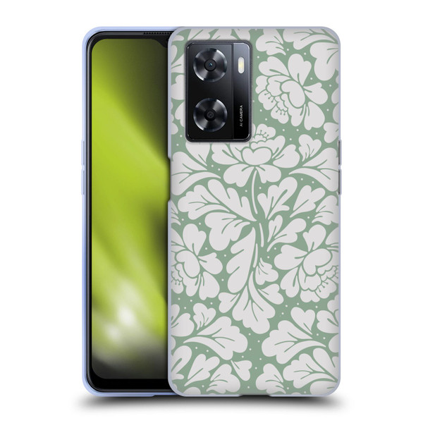 Anis Illustration Mix Pattern Baroque Pastel Green Soft Gel Case for OPPO A57s