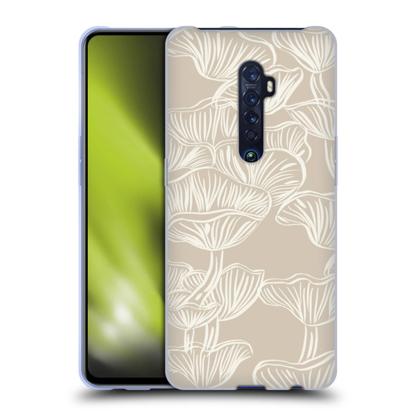 Anis Illustration Mix Pattern Mushrooms Neutrals Soft Gel Case for OPPO Reno 2