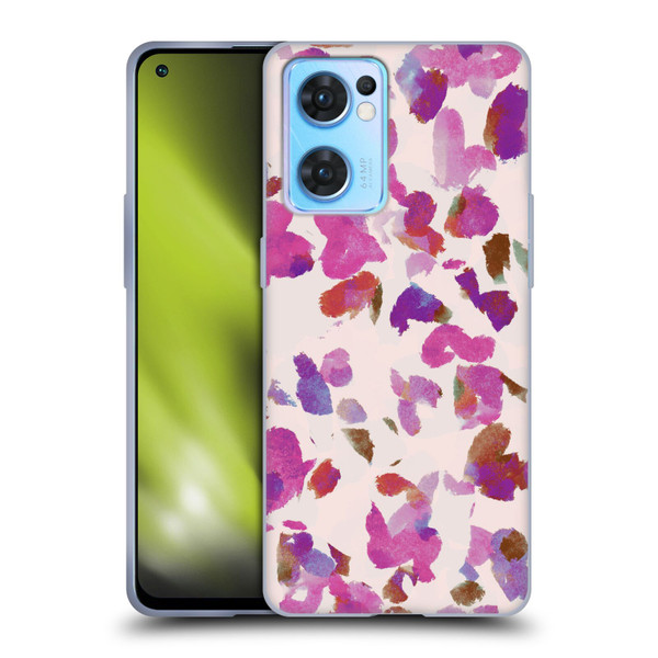 Anis Illustration Mix Pattern Soft Feminine Pink Flowers Soft Gel Case for OPPO Reno7 5G / Find X5 Lite