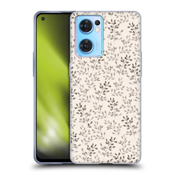 Anis Illustration Mix Pattern Tiny Leaves Beige Soft Gel Case for OPPO Reno7 5G / Find X5 Lite