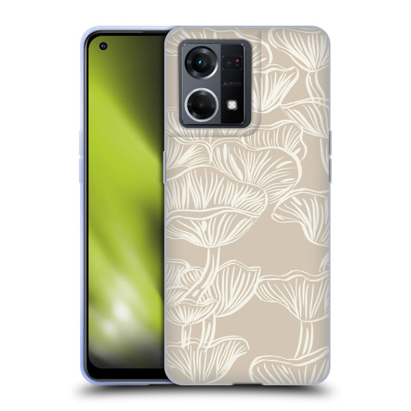 Anis Illustration Mix Pattern Mushrooms Neutrals Soft Gel Case for OPPO Reno8 4G