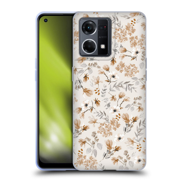 Anis Illustration Mix Pattern Romantic Neutrals Soft Gel Case for OPPO Reno8 4G