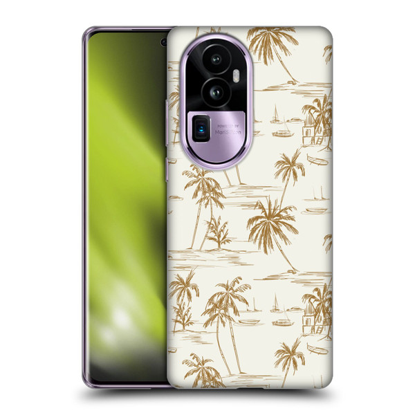 Anis Illustration Mix Pattern Beach Beige Gold Soft Gel Case for OPPO Reno10 Pro+