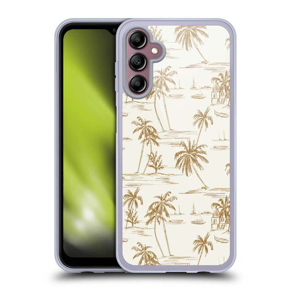 Anis Illustration Mix Pattern Beach Beige Gold Soft Gel Case for Samsung Galaxy A14 5G