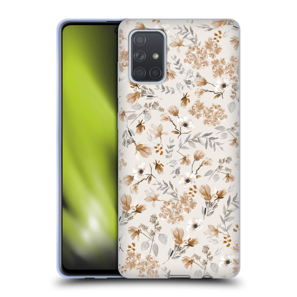 Anis Illustration Mix Pattern Romantic Neutrals Soft Gel Case for Samsung Galaxy A71 (2019)