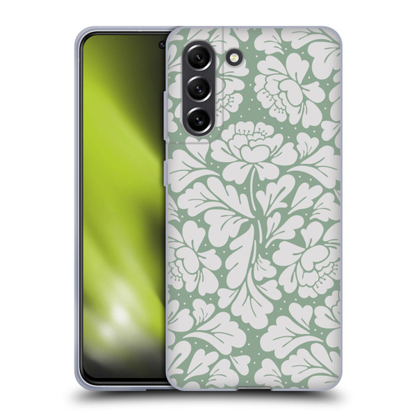 Anis Illustration Mix Pattern Baroque Pastel Green Soft Gel Case for Samsung Galaxy S21 FE 5G