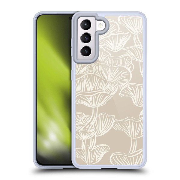 Anis Illustration Mix Pattern Mushrooms Neutrals Soft Gel Case for Samsung Galaxy S21 5G