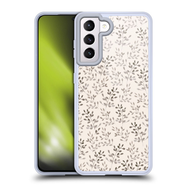 Anis Illustration Mix Pattern Tiny Leaves Beige Soft Gel Case for Samsung Galaxy S21 5G
