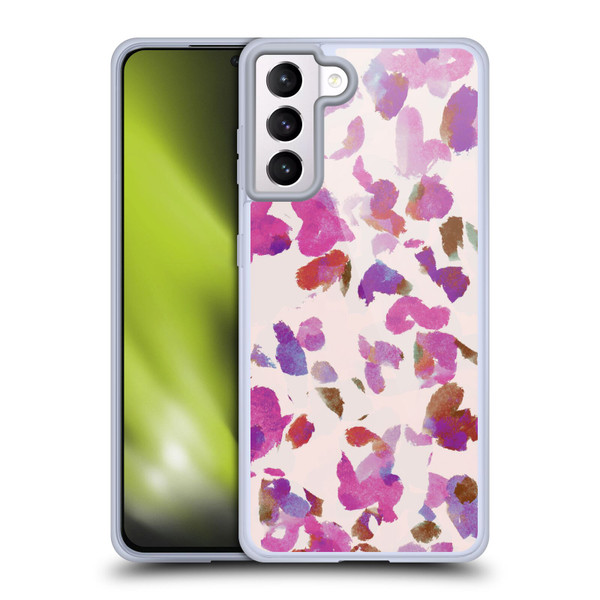 Anis Illustration Mix Pattern Soft Feminine Pink Flowers Soft Gel Case for Samsung Galaxy S21+ 5G