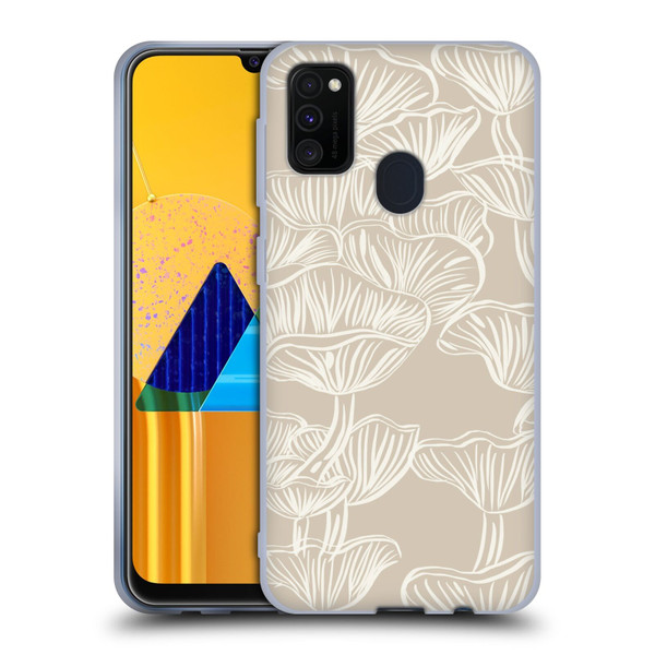Anis Illustration Mix Pattern Mushrooms Neutrals Soft Gel Case for Samsung Galaxy M30s (2019)/M21 (2020)