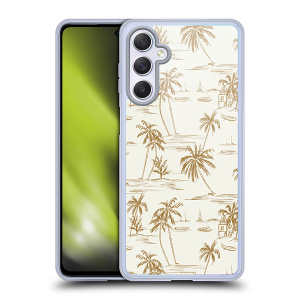 Anis Illustration Mix Pattern Beach Beige Gold Soft Gel Case for Samsung Galaxy M54 5G