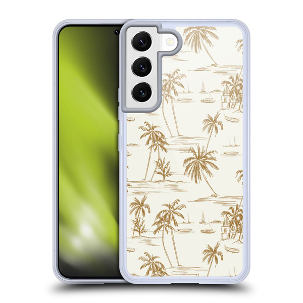 Anis Illustration Mix Pattern Beach Beige Gold Soft Gel Case for Samsung Galaxy S22 5G