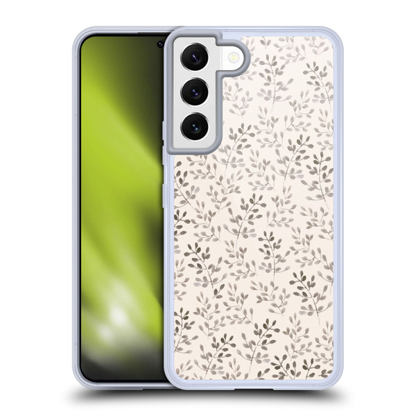 Anis Illustration Mix Pattern Tiny Leaves Beige Soft Gel Case for Samsung Galaxy S22 5G