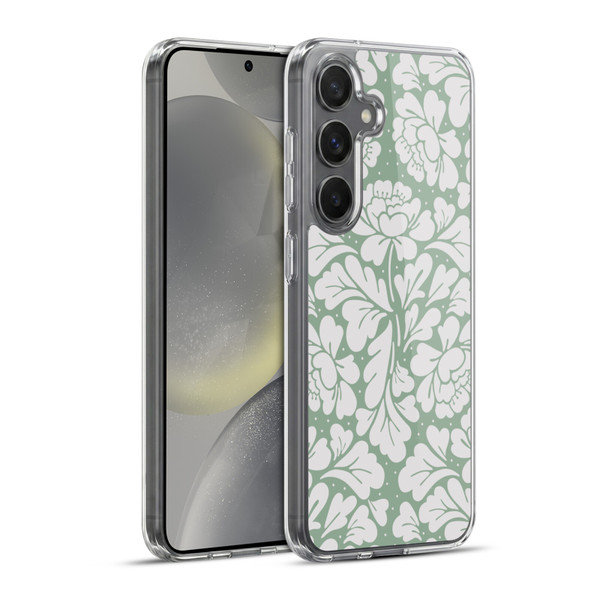 Anis Illustration Mix Pattern Baroque Pastel Green Soft Gel Case for Samsung Galaxy S24+ 5G & MagSafe