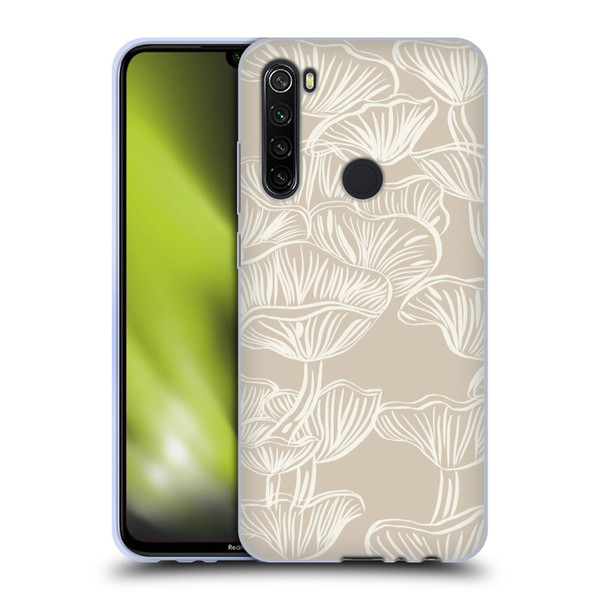 Anis Illustration Mix Pattern Mushrooms Neutrals Soft Gel Case for Xiaomi Redmi Note 8T