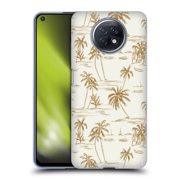 Anis Illustration Mix Pattern Beach Beige Gold Soft Gel Case for Xiaomi Redmi Note 9T 5G