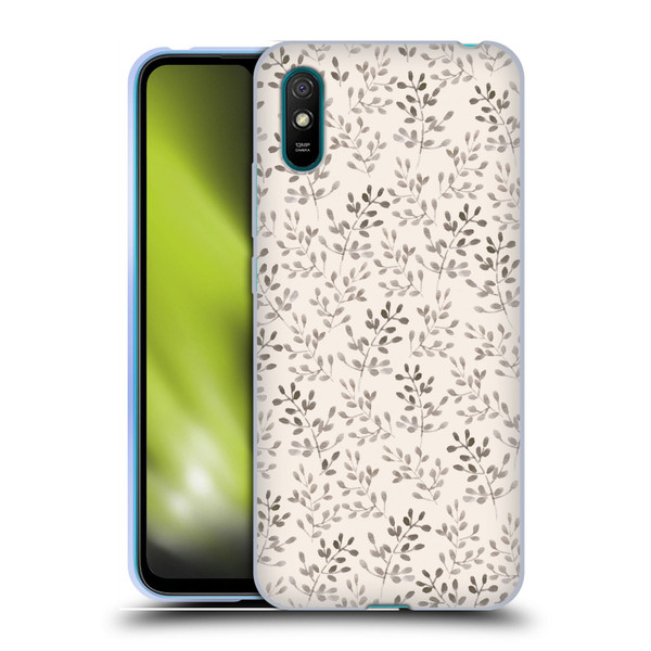 Anis Illustration Mix Pattern Tiny Leaves Beige Soft Gel Case for Xiaomi Redmi 9A / Redmi 9AT