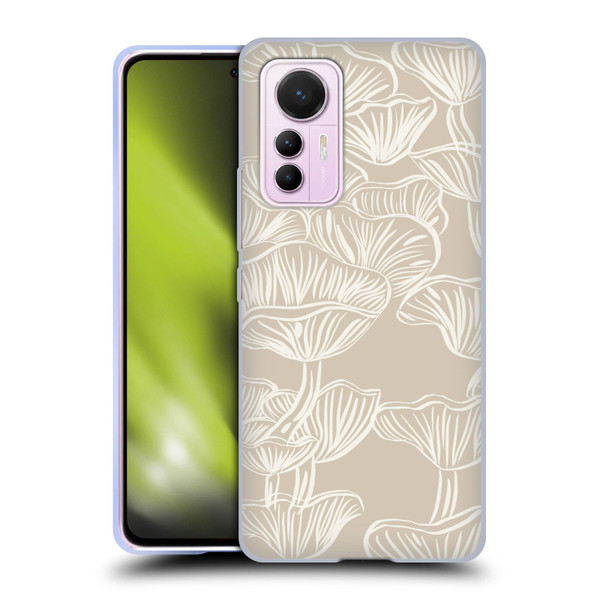 Anis Illustration Mix Pattern Mushrooms Neutrals Soft Gel Case for Xiaomi 12 Lite