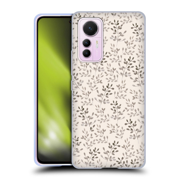 Anis Illustration Mix Pattern Tiny Leaves Beige Soft Gel Case for Xiaomi 12 Lite