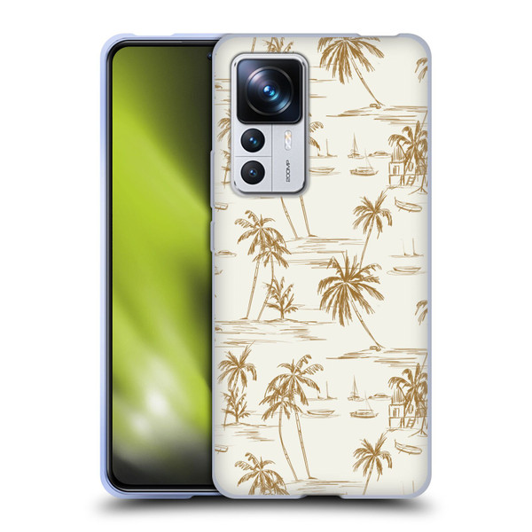 Anis Illustration Mix Pattern Beach Beige Gold Soft Gel Case for Xiaomi 12T Pro