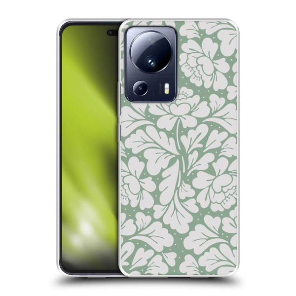 Anis Illustration Mix Pattern Baroque Pastel Green Soft Gel Case for Xiaomi 13 Lite 5G