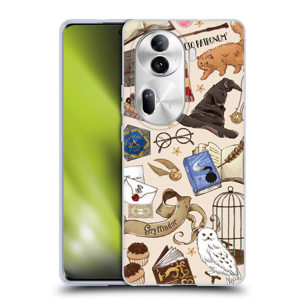 Harry Potter Deathly Hallows XXXVII Hogwarts Pattern Soft Gel Case for OPPO Reno11 Pro