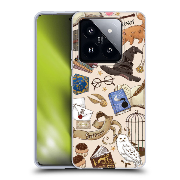 Harry Potter Deathly Hallows XXXVII Hogwarts Pattern Soft Gel Case for Xiaomi 14 Pro