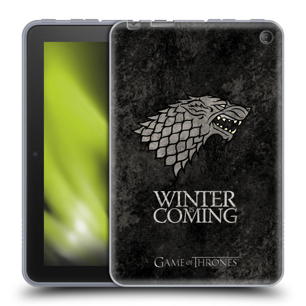 HBO Game of Thrones Dark Distressed Look Sigils Stark Soft Gel Case for Amazon Fire 7 2022