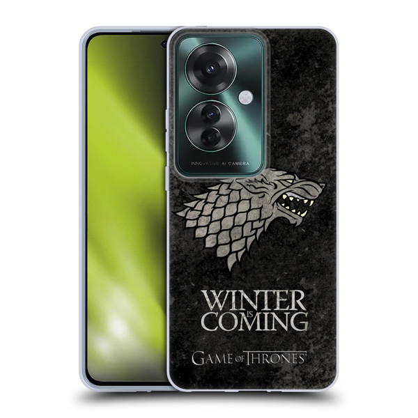 HBO Game of Thrones Dark Distressed Look Sigils Stark Soft Gel Case for OPPO Reno11 F 5G / F25 Pro 5G