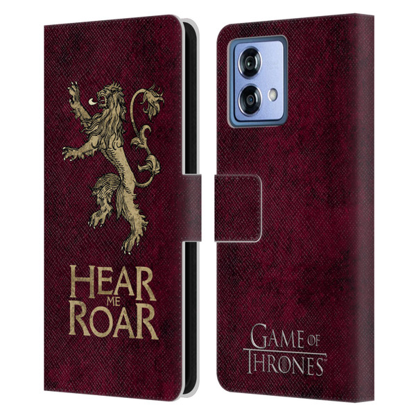 HBO Game of Thrones Dark Distressed Look Sigils Lannister Leather Book Wallet Case Cover For Motorola Moto G84 5G