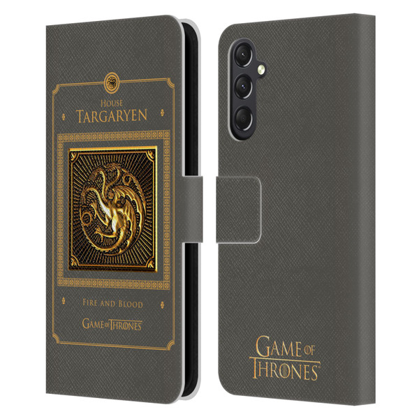 HBO Game of Thrones Golden Sigils Targaryen Border Leather Book Wallet Case Cover For Samsung Galaxy A24 4G / M34 5G