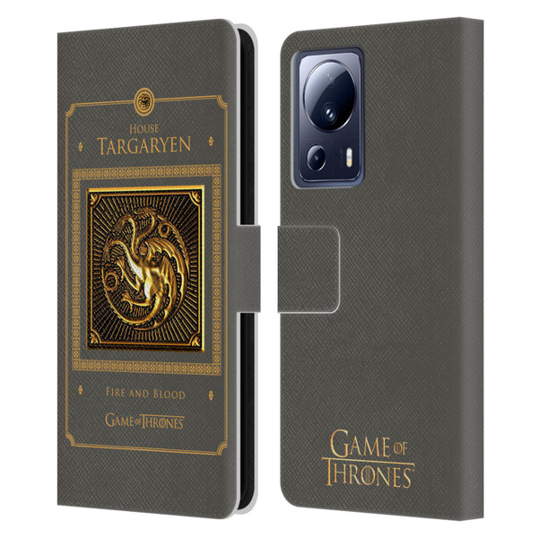 HBO Game of Thrones Golden Sigils Targaryen Border Leather Book Wallet Case Cover For Xiaomi 13 Lite 5G