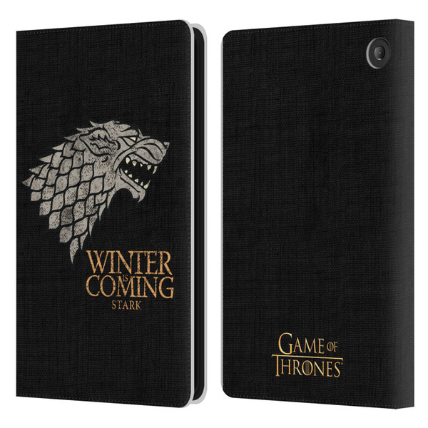 HBO Game of Thrones House Mottos Stark Leather Book Wallet Case Cover For Amazon Fire 7 2022