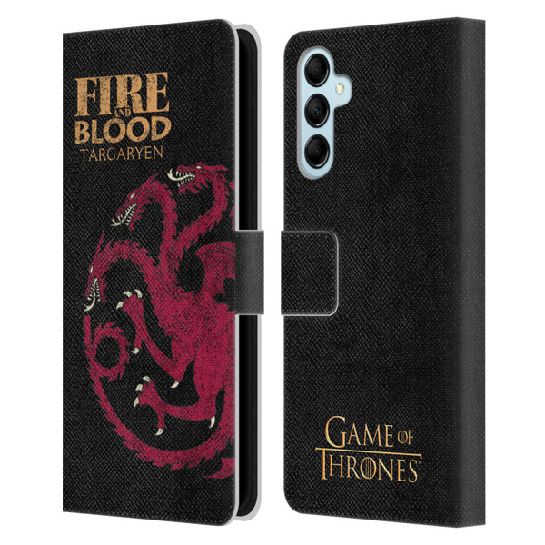 HBO Game of Thrones House Mottos Targaryen Leather Book Wallet Case Cover For Samsung Galaxy M14 5G