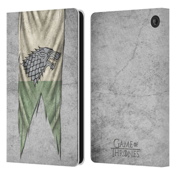 HBO Game of Thrones Sigil Flags Stark Leather Book Wallet Case Cover For Amazon Fire 7 2022
